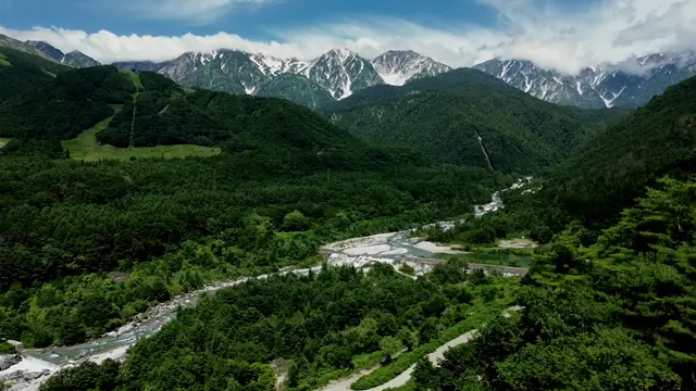Река Мацукава и Альпы Хакубы с воздуха