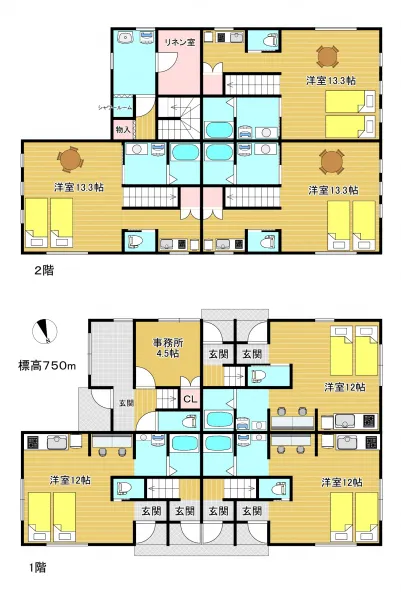 Floor plan (1F and 2F)